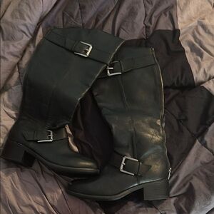 Black Knee-High Buckle Boots